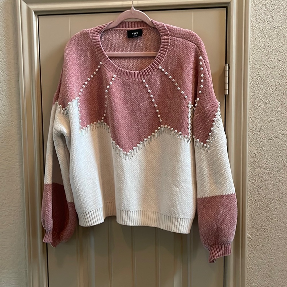 Heavy beaded sweater. Chenille material.